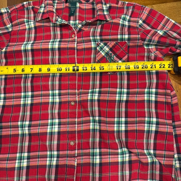 Ralph Lauren Red and Green Plaid Night Shirt XL Flawed 100% cotton - Picture 4 of 10
